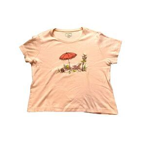 Jane Ashley Shirt Womens Extra Large Peach‎ Beachy Summer Vacay Umbrella Ladies